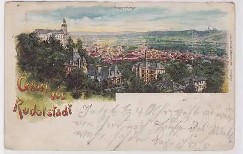 53701 AK Gruss aus Rudolstadt - Panorama / Totalansicht des Ortes 1900
