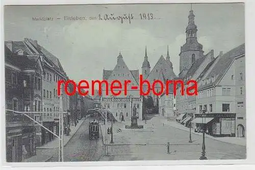 51902 Ak Eisleben Marktplatz mit Strassenbahn 1913
