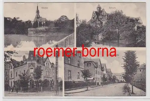 75588 Mehrbild Ak Gruß aus Flöha i.Sa. Postamt Adolf-Str. Kirche Schule 1944