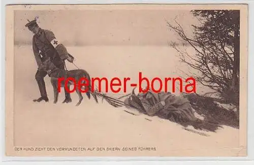 73601 Wohlfahrts-Postkarte Militär Transport eines Verwundeten im Schnee 1916
