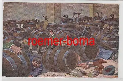68424 Ak Humor Nach der Bierschlacht 1937