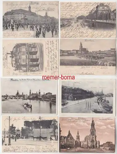 74392 / 8 Ak Dresden Augustusbrücke, Terrassen-Ufer, Wachparade usw. um 1915