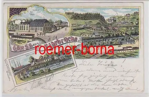 75793 Ak Lithografie Gruss aus Fährbrücke Gasthof zur Fähre 1907