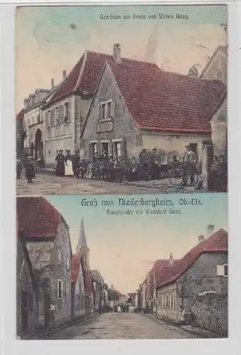 88633 Mehrbild Ak Gruß aus Niederhergheim Oberelsass Gasthaus usw. 1911
