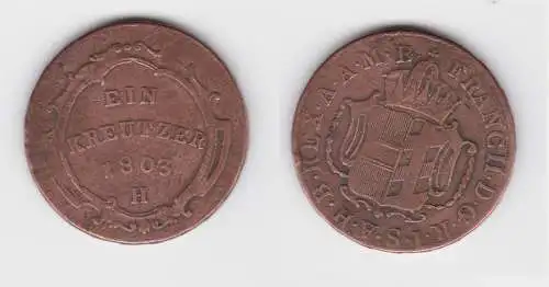 1 Kreuzer Kupfer Münze Österreich 1803 H Günzburg ss (155949)