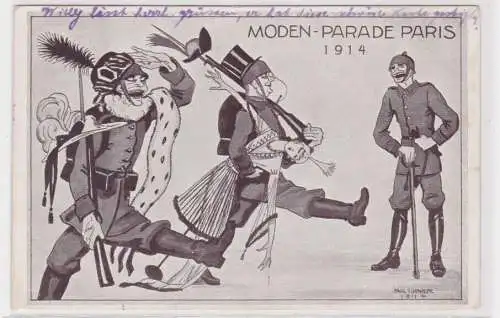 907517 Humor Militär Ak Moden-Parade Paris 1914