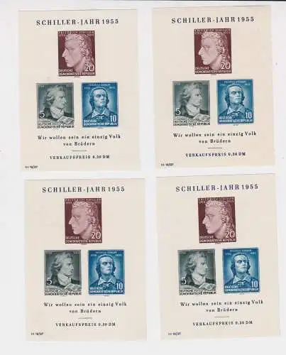 4 x DDR Briefmarken Block 12 (Schiller-Jahr 1955) postfrisch ** (144883)