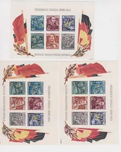 3 x DDR Briefmarken Block 13 (Friedrich Engels) postfrisch ** (144823)