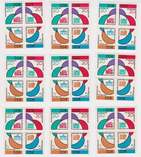 9 x DDR Briefmarken Viererblock Michel Nr.901-904 postfrisch ** (143838)