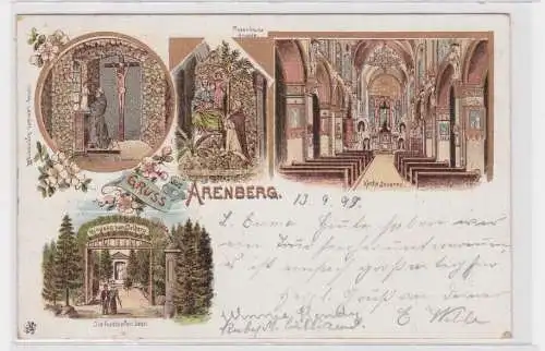 906815 Lithographie Ak Gruss aus Arenberg - Kirche, Fusstapfen Jesu 1899