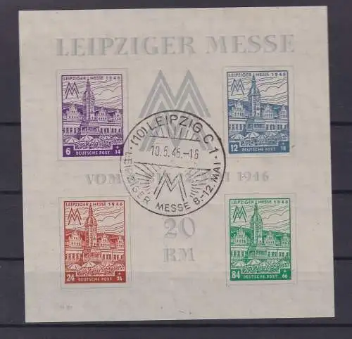 SBZ West-Sachsen Leipziger Messe Block 5 X gestempelt (146406)