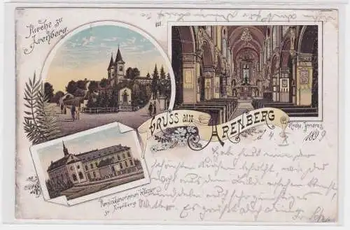 906813 Lithographie Ak Gruss aus Arenberg Kirche, Dominikanerinnen Kloster 1899
