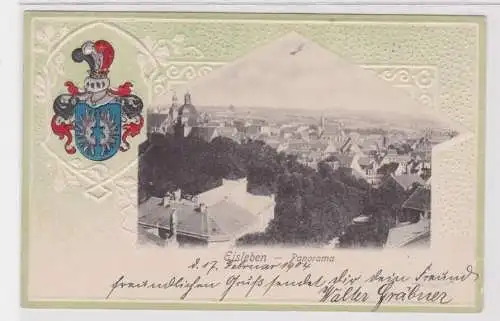 906694 geprägte Wappen Ak Eisleben - Totalansicht 1904