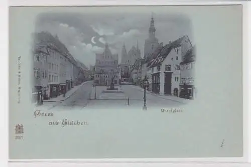 906690 Mondschein Ak Gruss aus Eisleben - Marktplatz um 1900