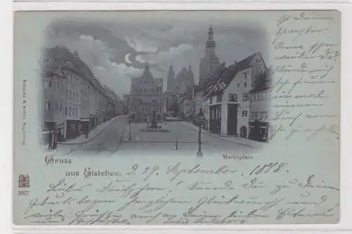 906691 Mondschein Ak Gruss aus Eisleben - Partie am Marktplatz 1898