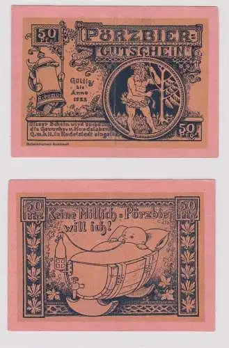 50 Pfennig Pörzbier Gutschein Gewerbe & Handelsbank Rudolstadt 1922 (145445)