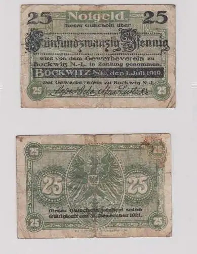 25 Pfennig Banknote Notgeld Gewerbeverein Bockwitz N.L. 1.Juli 1919 (141204)