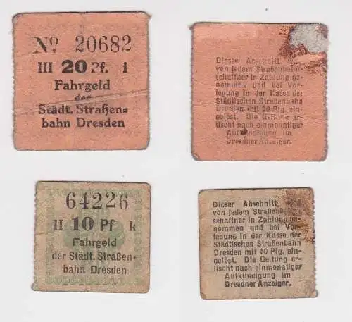 10 und 20 Pfennig Fahrgeld der städtischen Straßenbahn Dresden um 1920 (140157)