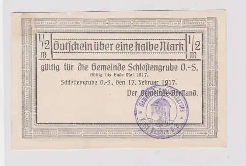 1/2 Mark Banknote Notgeld Gemeinde Schlesiengrube 17.2.1917 (144907)