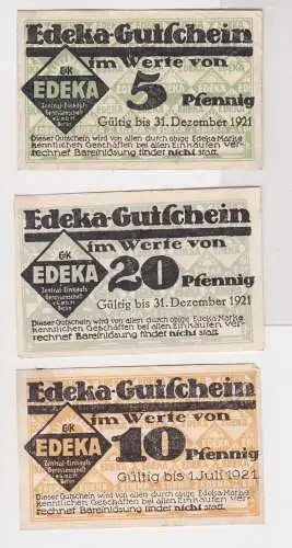 5, 10, 20 Pfennig Banknoten Notgeld EDEKA Kolonialwarenhändler Berlin (143987)