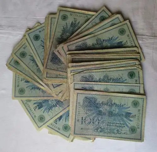 Sammlung mit 100 Banknoten 100 Mark 1908 Deutschland Rosenberg 34 (114008)
