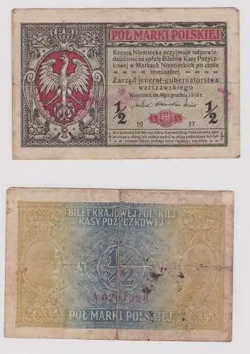 1/2 Marki Banknote Generalgouvernement Warschau 9.12.1916 Ro.439 (144743)