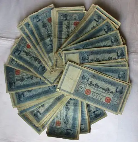 Sammlung mit 100 Banknoten 100 Mark "Flotten Hunderter" Siegel rot (113217)