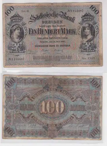 100 Mark Banknote sächsische Bank zu Dresden 15.Juni 1890 (144162)