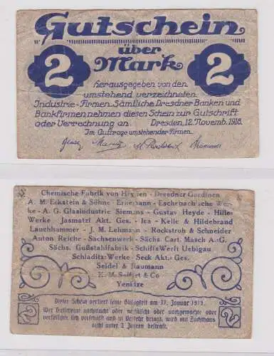 Gemeinschaftsausgabe der Dresdner Industrie  2 Mark Notgeld Banknote (149266)