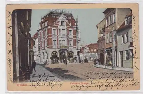 906926 Ak Eisleben - Hallesche Straße mit Hotel Monopol 1913
