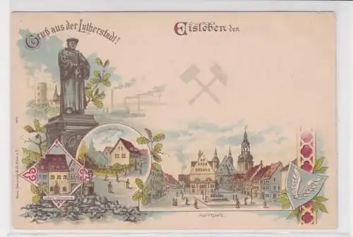 906918 Lithographie Ak Gruss aus der Lutherstadt Eisleben 1897