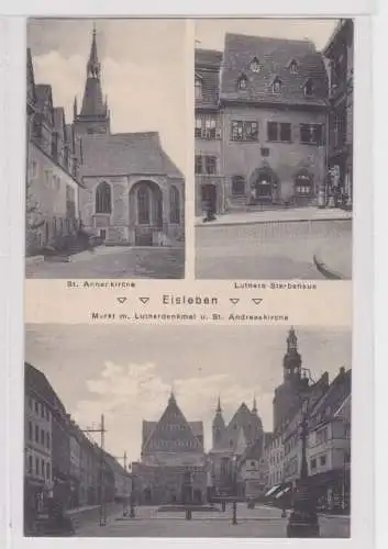 907397 Mehrbild Ak Eisleben - St. Annenkirche, Luthers Sterbehaus usw. um 1920