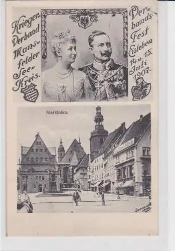 907395 Mehrbild Ak Verbandsfest Eisleben 14.-15. Juli 1907, Marktplatz 1907