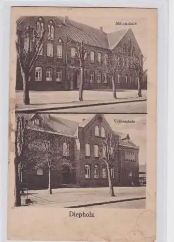 907800 Mehrbild Ak Diepholz - Mittelschule und Volksschule um 1920