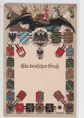 907581 Wappen Feldpost Ak Lithographie Ein deutscher Gruss 1916 Bruno Bürger