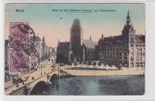 907374 Ak Berlin - Blick auf das Märkische Museum und Waisenbrücke 1920