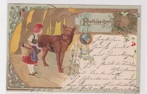 907288 Künstler Präge Ak Rotkäppchen und der böse Wolf 1903