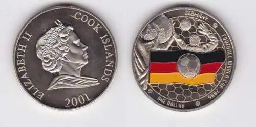1 Dollar Farb Münze Cook Inseln 2001 Fußball-WM 2006 in Deutschland (155623)