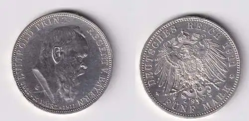 5 Mark Silbermünze Bayern Luitpold zum 90. Geburtstag 1911 Jäger 50 St.(165419)