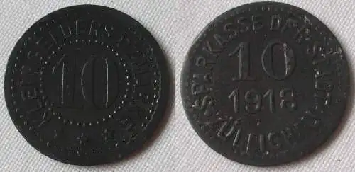 10 Pfennig Zink Notgeld Münzen Sparkasse Züllichau 1918 (158657)