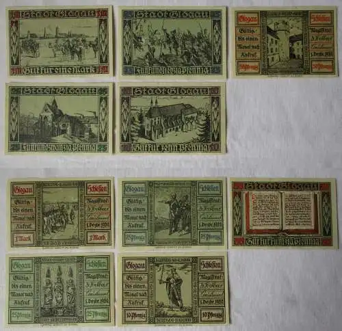 5 Banknoten Notgeld Stadt Glogau in Schlesien 1920 (103733)