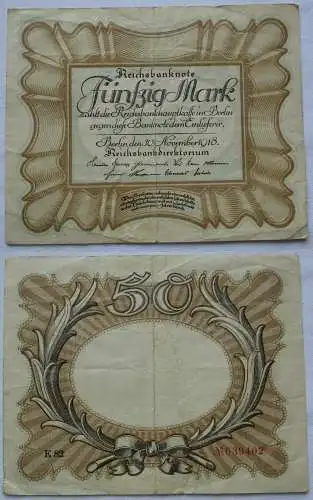 50 Mark Banknote Deutsches Reich "Eierschein 30.11.1918 Ro.Nr.57 a (151957)