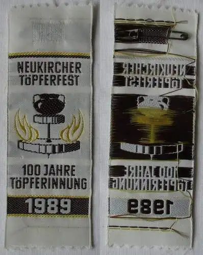 DDR Stoff Abzeichen Neukircher Töpferfest 100 Jahre Töpferinnung 1989 (164060)