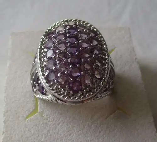 Hochwertiger 925er Sterling Silber Ring mit violetten Edelsteinen (113958)