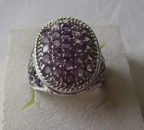 hochwertiger 925er Sterling Silber Ring mit violetten Edelsteinen (113958)