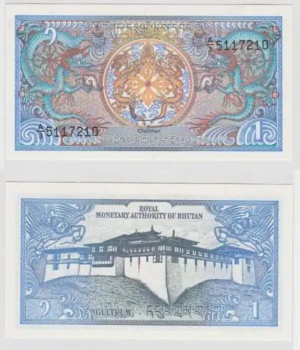 1 Ngultrum Banknote Bhutan (1986) Pick 12 bankfrisch UNC (125747)