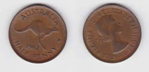 1/2 Penny Bronze Münze Australien Elisabeth II. 1962 (154478)