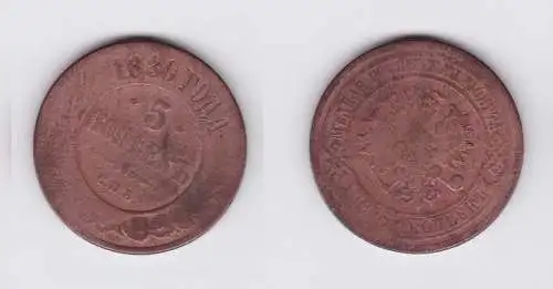 5 Kopeken Kupfer Münze Russland 1880 C.N.B. (117105)