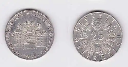25 Schilling Silber Münze Österreich Lukas von Hildebrandt 1968 (144167)