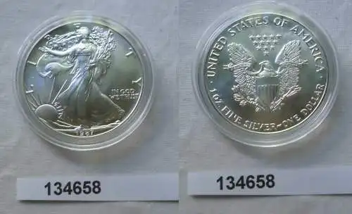 1 Dollar Silber Münze Silver Eagle USA 1987 1 Unze Feinsilber Stgl. (134658)